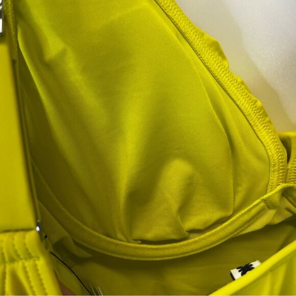 DKNY Ruffle Plunge Underwire Tummy Control One Piece swimsuit yellow - S - Picture 10 of 12